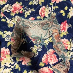 SHEIN Teal and Pink Lace-Up Top